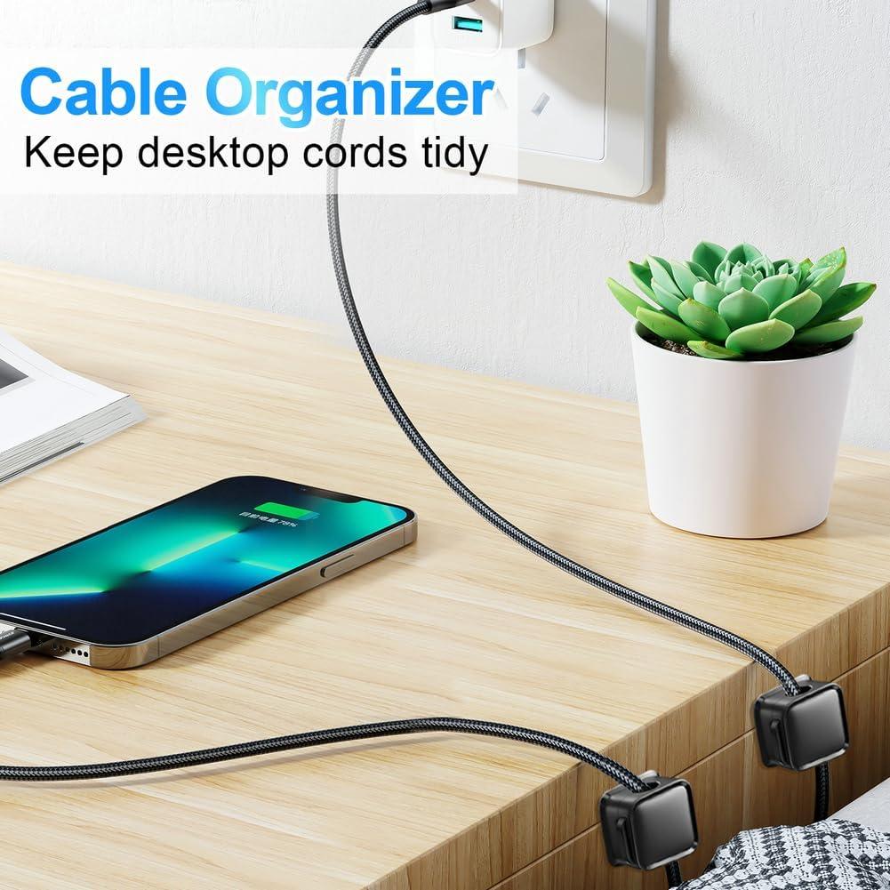 Paquete de 18 Clips Magnéticos para Organización de Cables - Negro
