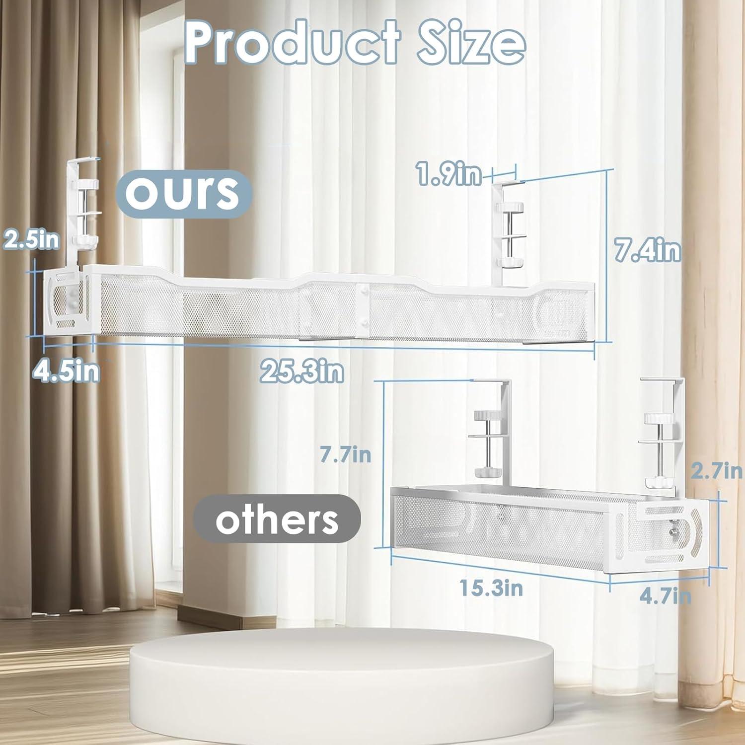 Organizador de Cables Bajo Escritorio Flyflower 63.5 cm Blanco