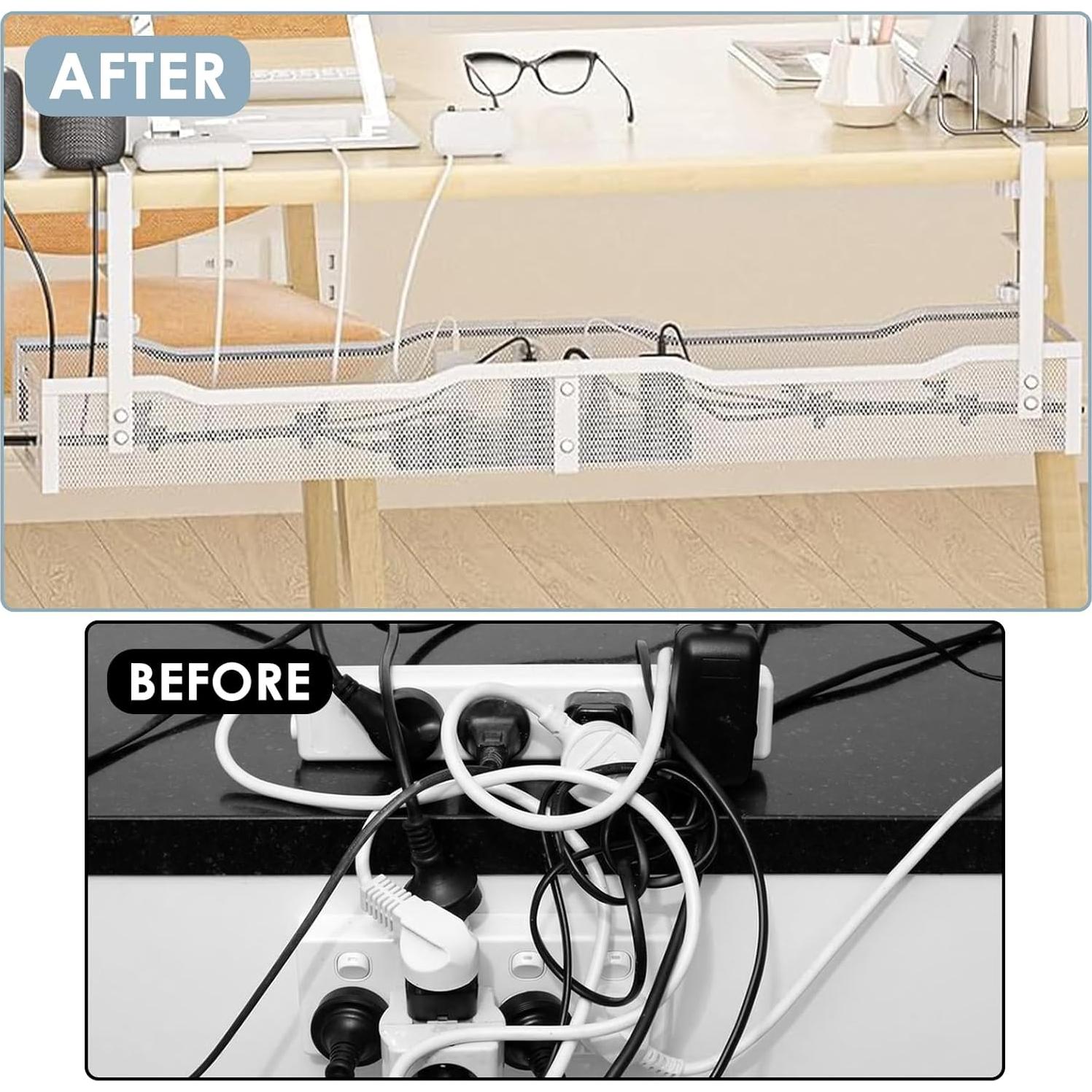 Organizador de Cables Bajo Escritorio Flyflower 63.5 cm Blanco