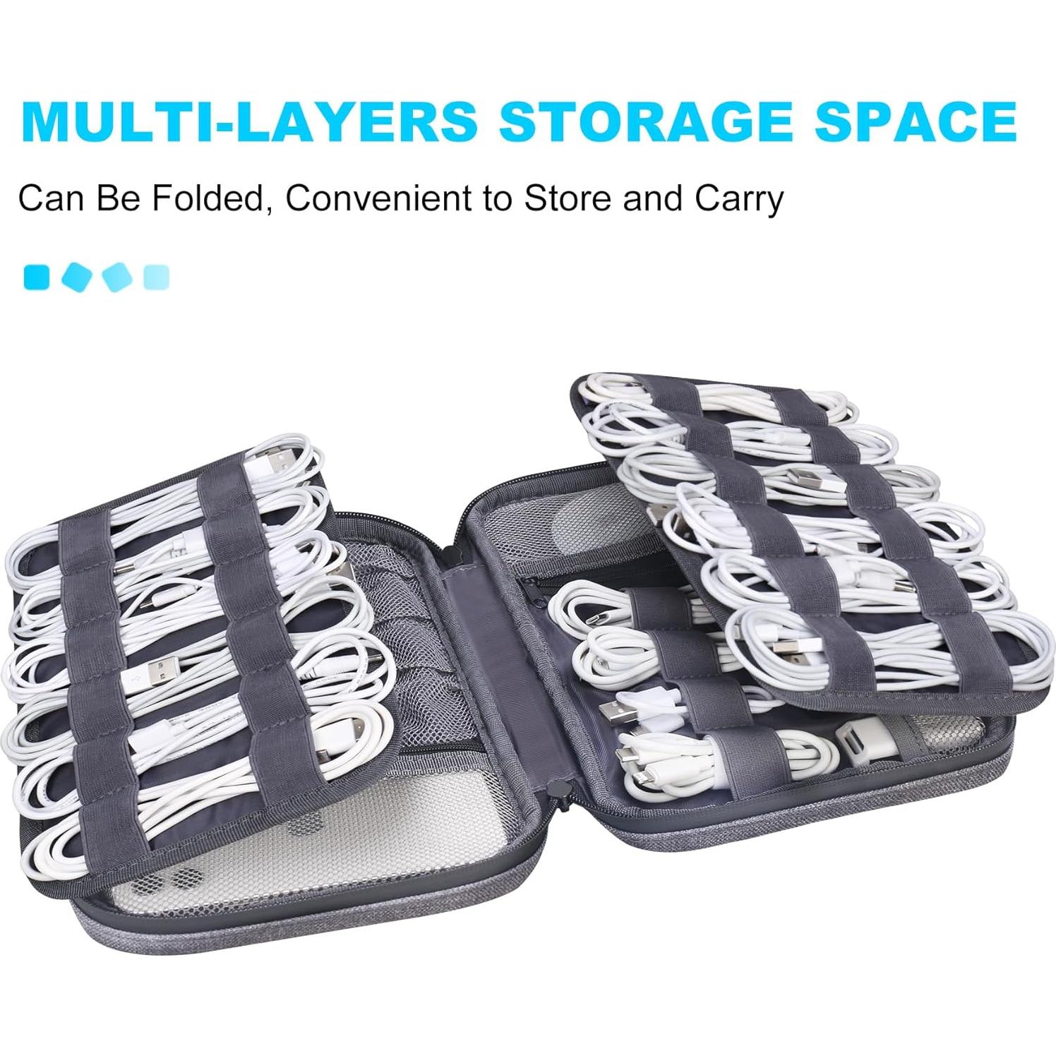 Organizador de Cables Lacdo Gris, Funda Portátil 6 Capas