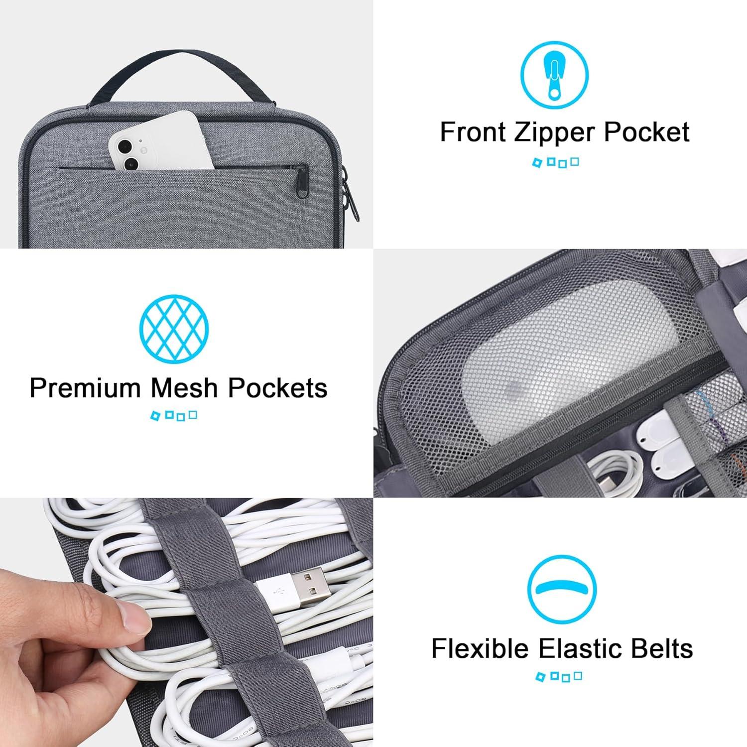 Organizador de Cables Lacdo Gris, Funda Portátil 6 Capas