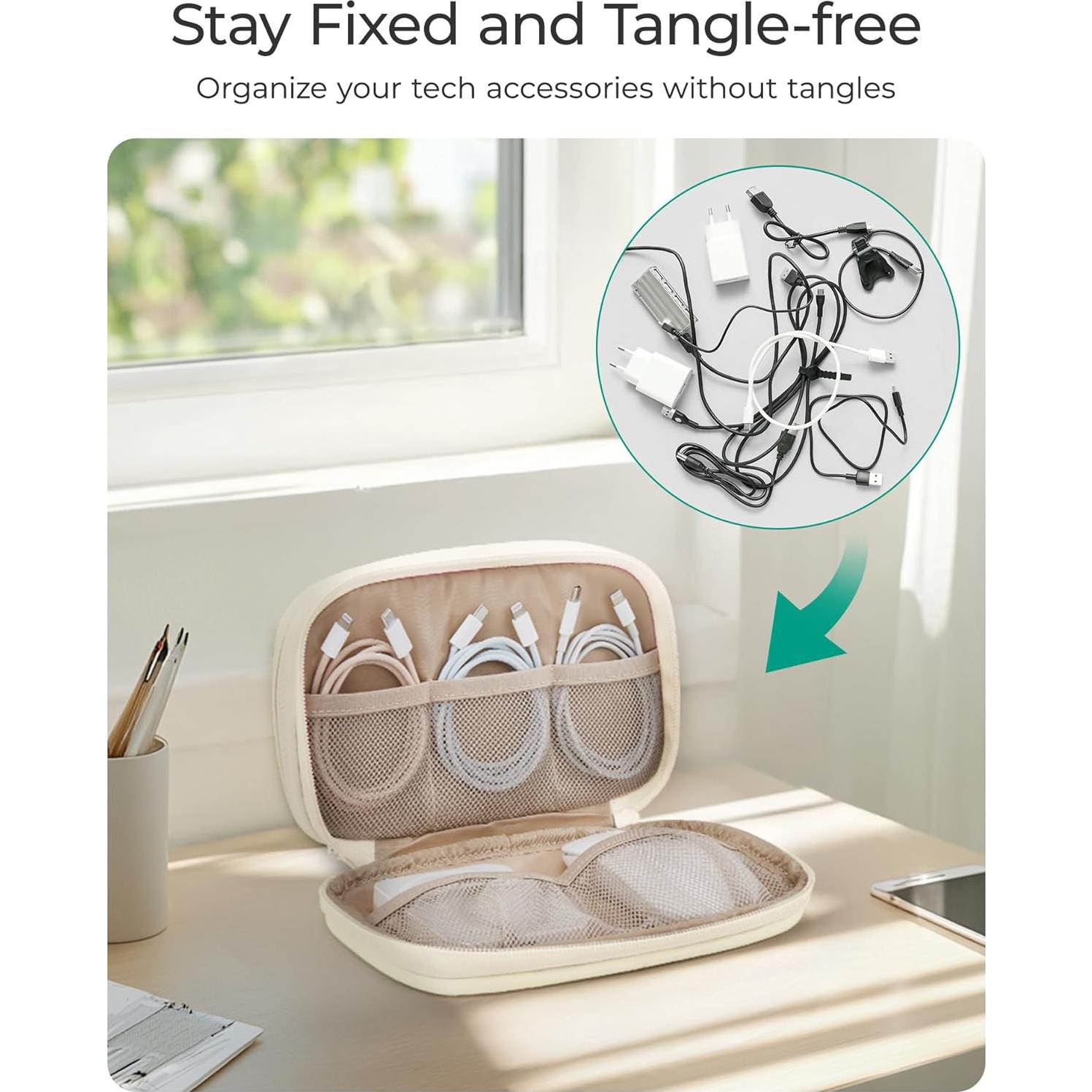 Organizador Electrónico de Cables BAGSMART Beige 21x13x5 cm