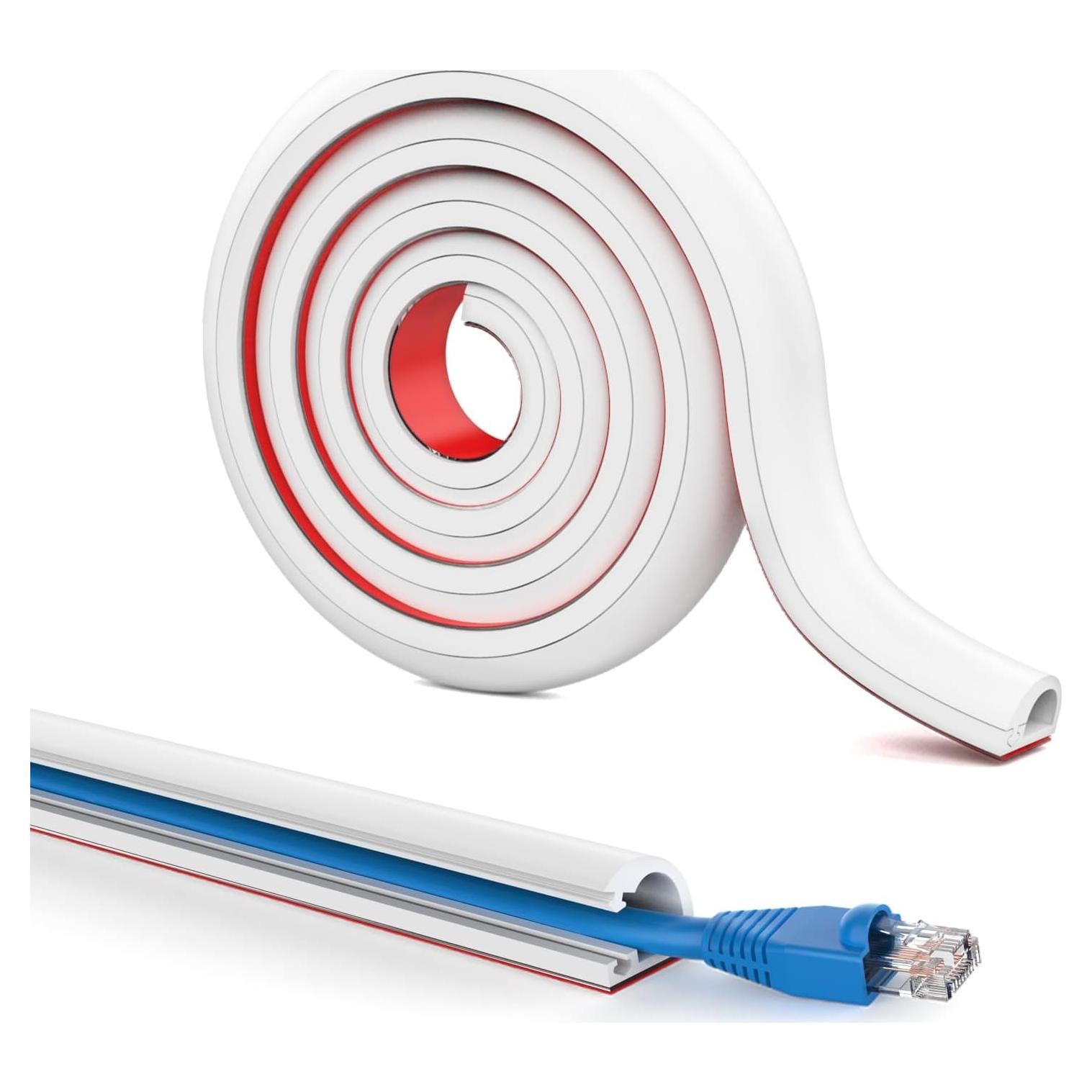 Cubierta de Cables Autoadhesiva Blanca 198 cm para 2 Cables