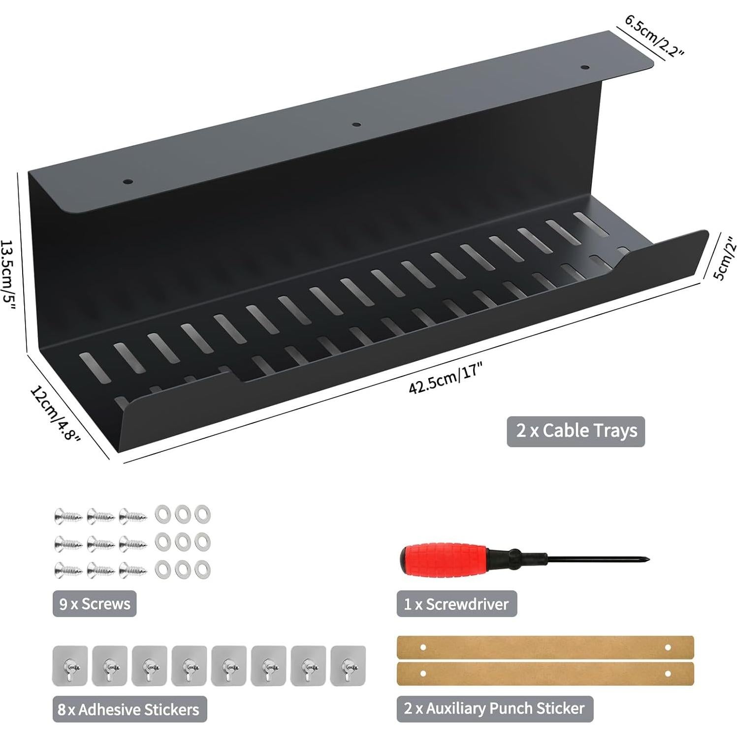 Bandeja de Gestión de Cables VIDOR 43 cm 2-Pack Acero