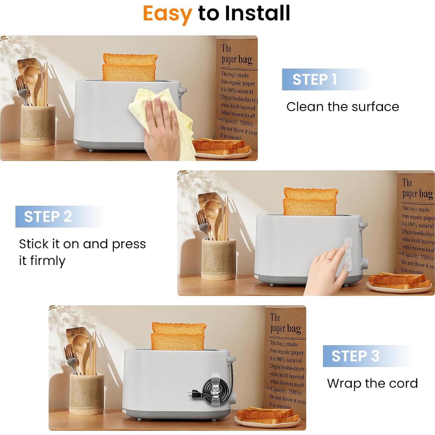 Organizador de Cables Searuodio Transparente - Paquete de 6 Soportes