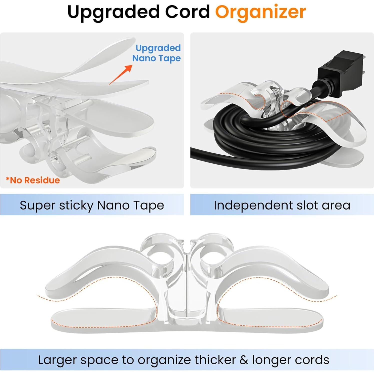 Organizador de Cables Searuodio Transparente - Paquete de 6 Soportes