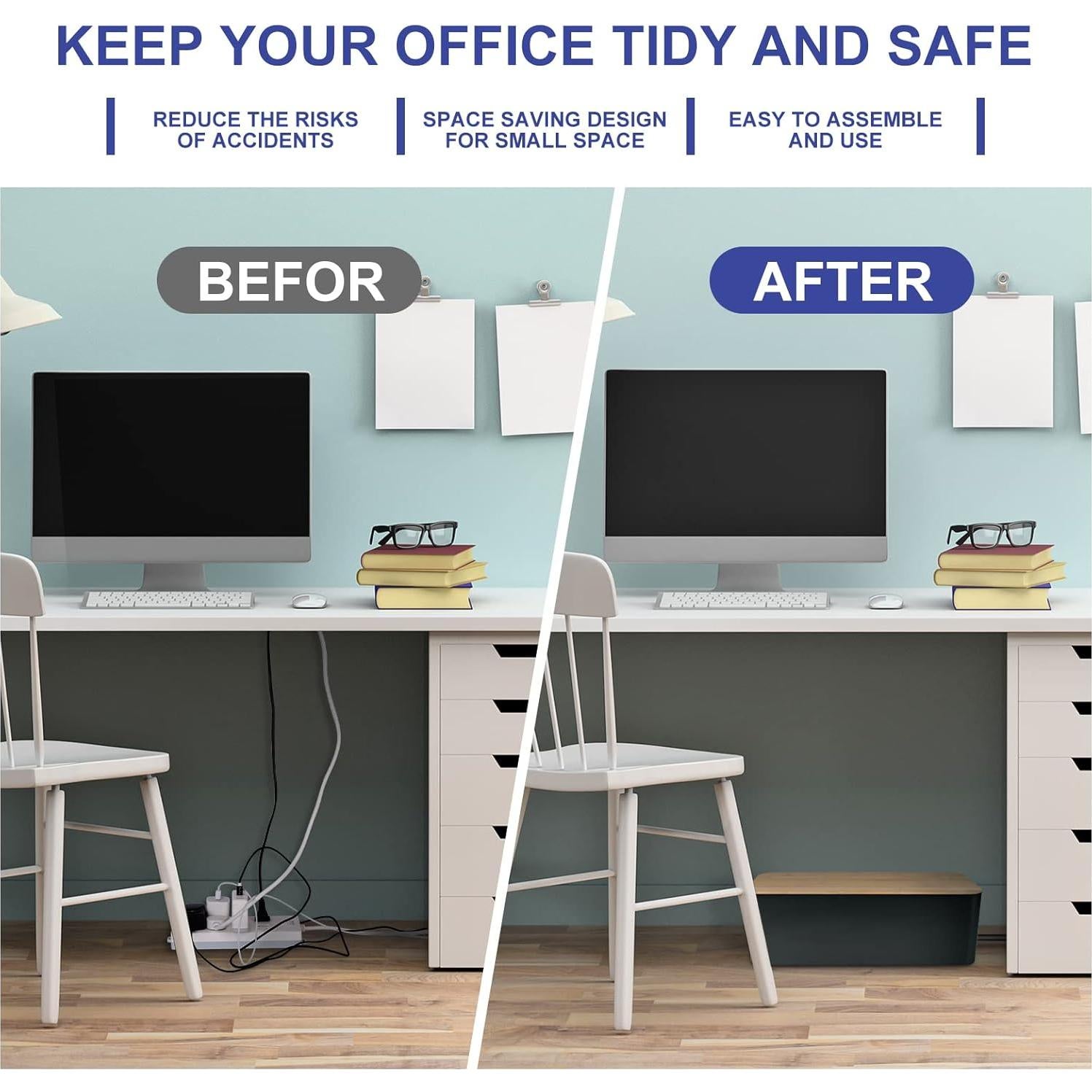 Caja Organizadora de Cables Tuwechen Grande - 40.6x15.7cm - Negro