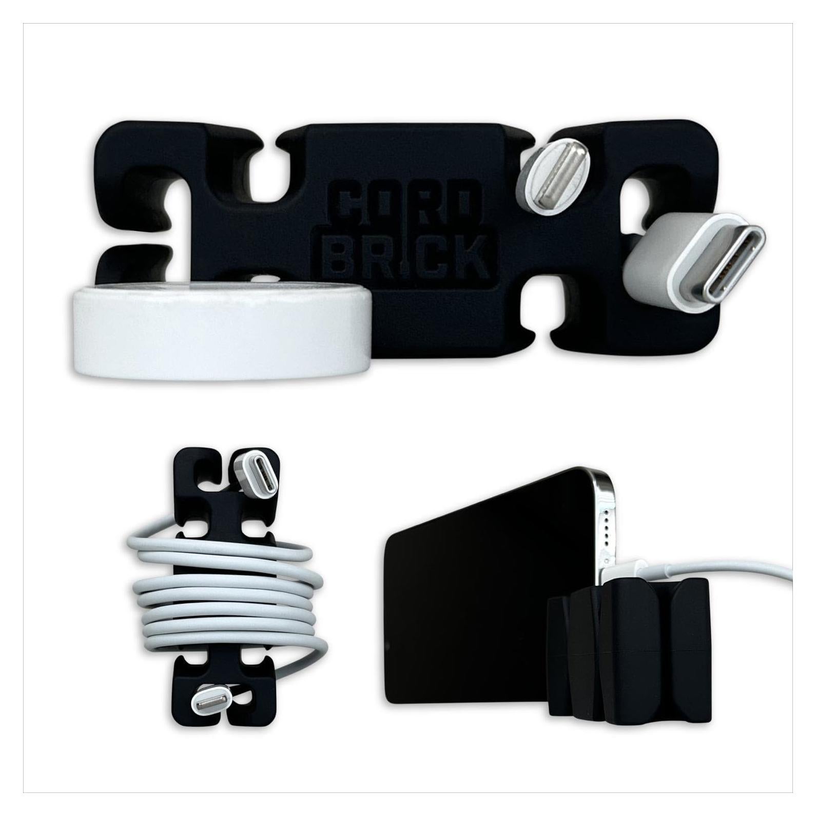 Soporte de Cable con Peso CordBrick - Organizador de Cargador Negro