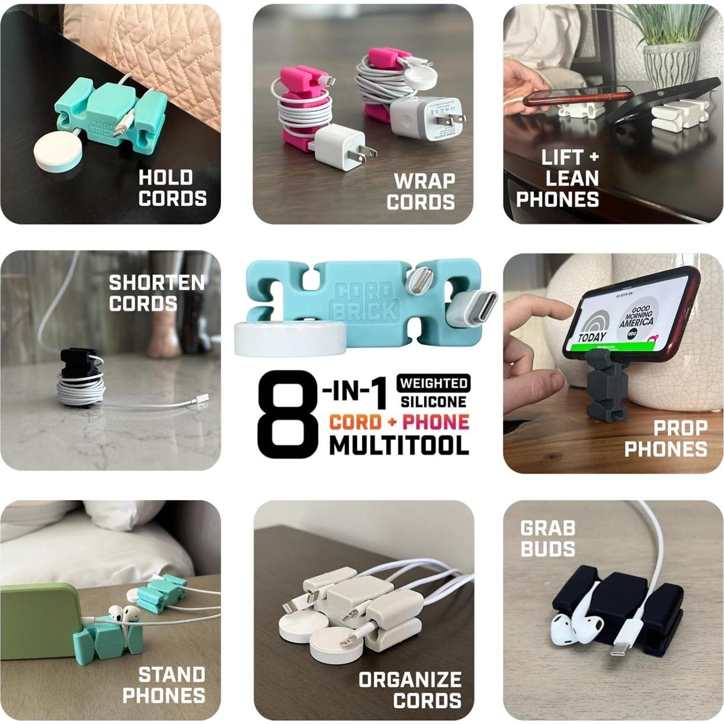 Soporte de Cable con Peso CordBrick - Organizador de Cargador Negro