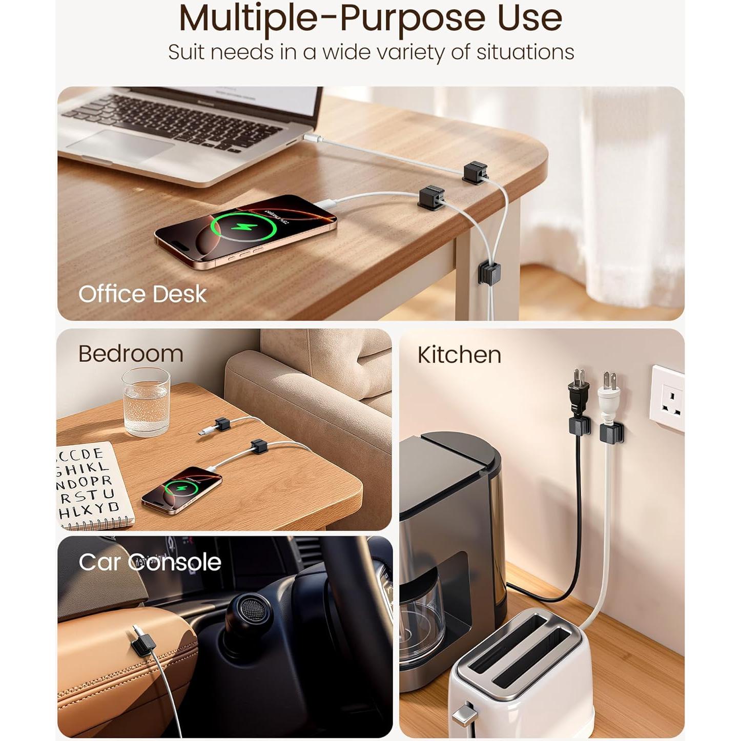 Clips Magnéticos para Cables GolbinBox - Paquete de 6, Negro