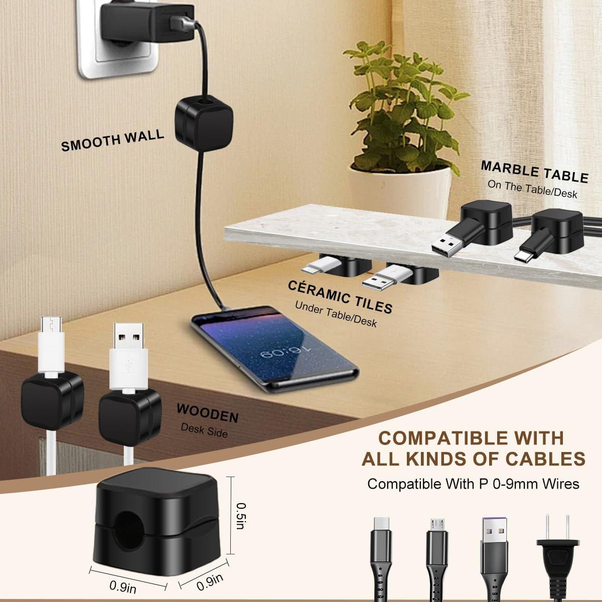 Paquete de 8 Clips Magnéticos Glowki para Gestión de Cables