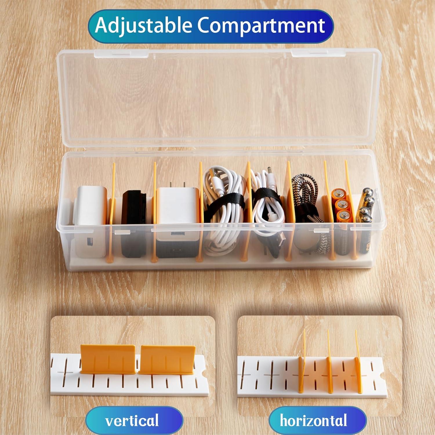 Organizador de Cables PGTDCAMU - 2 Cajas Transparentes con 16 Ataduras