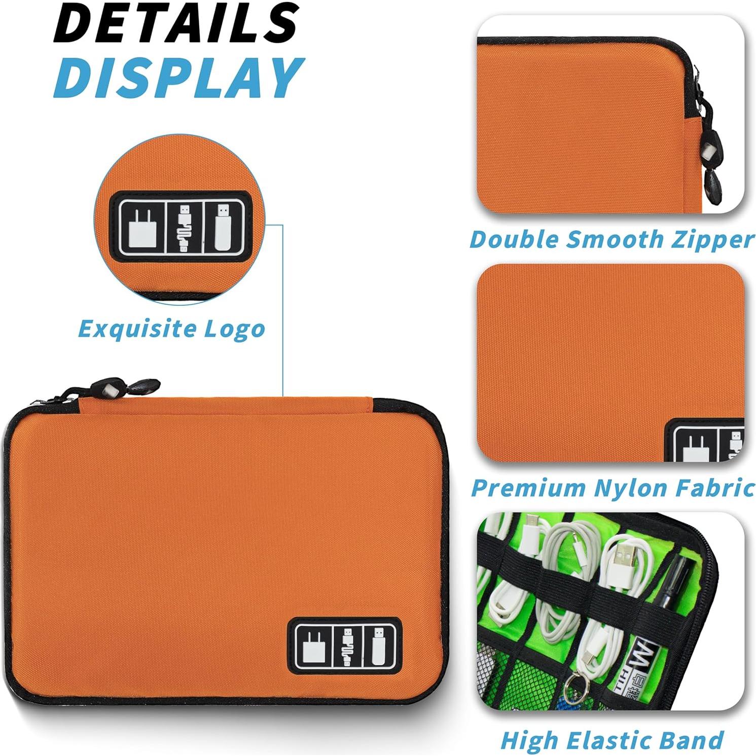Organizador de Cables Portátil G01 - Nylon Naranja 25x18 cm