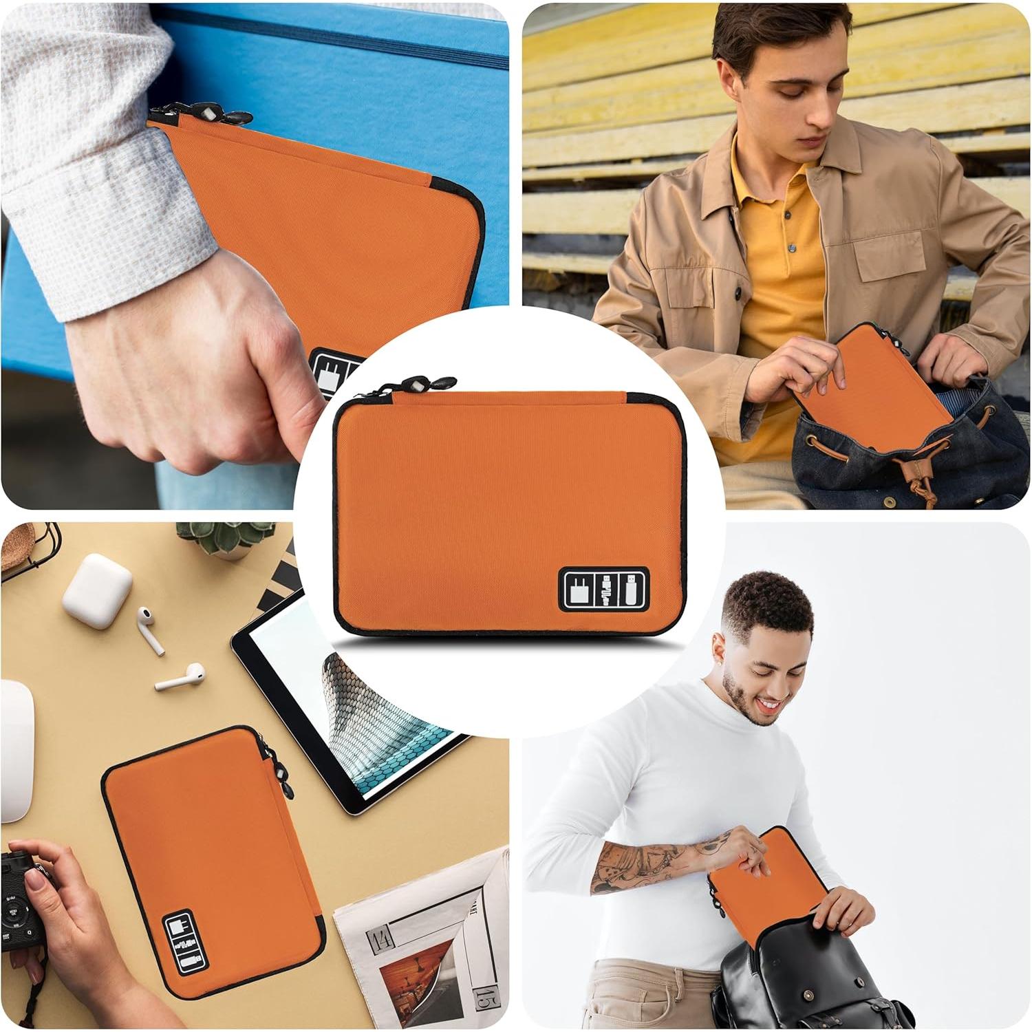 Organizador de Cables Portátil G01 - Nylon Naranja 25x18 cm