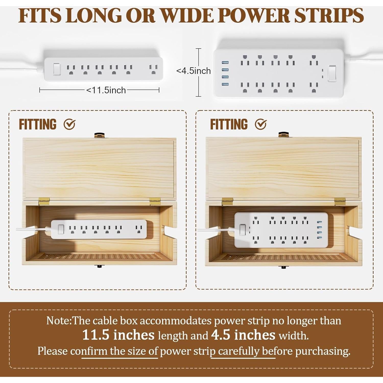 Caja Organizadora de Cables Litwaro Natural 31.75x12.95 cm