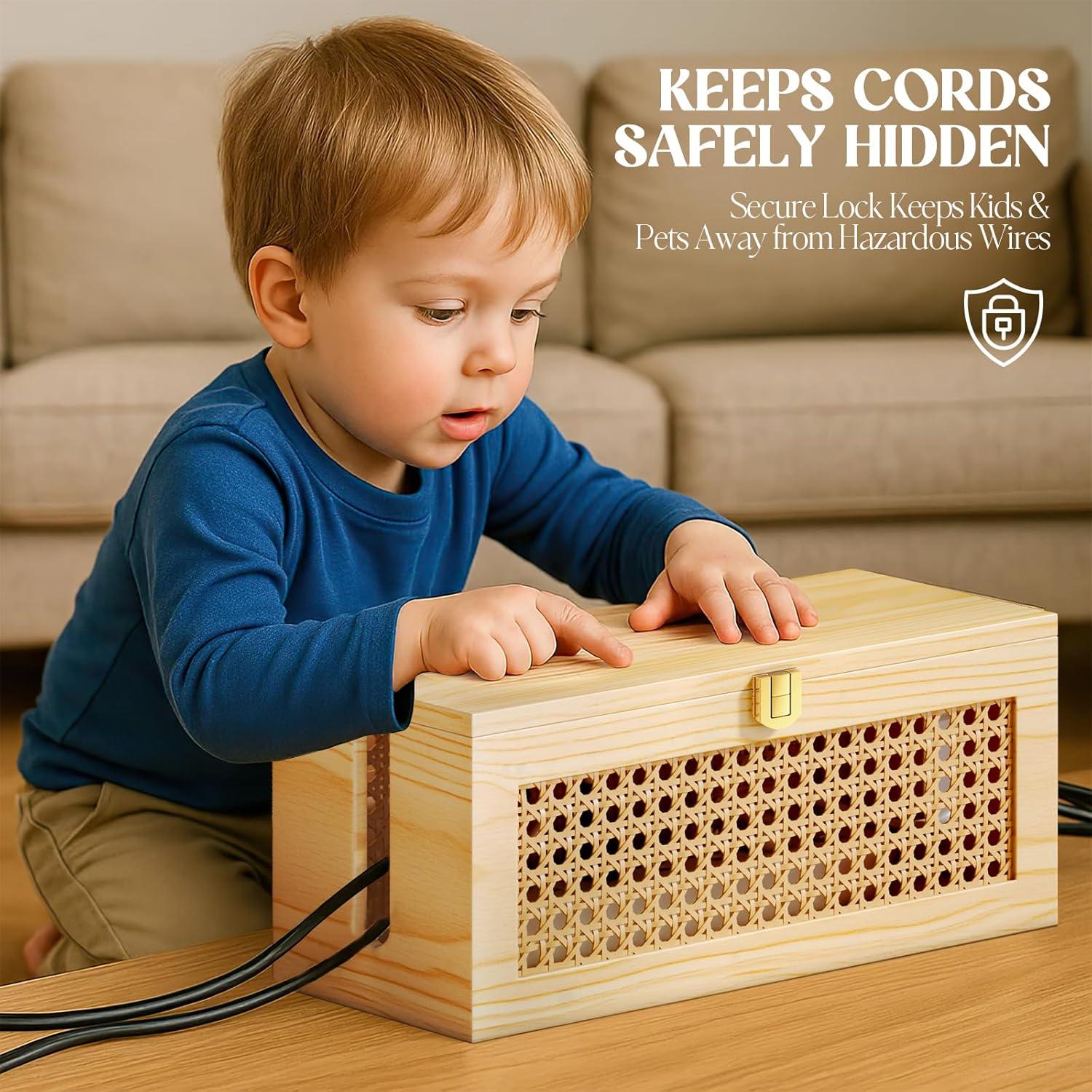 Caja Organizadora de Cables Litwaro Natural 31.75x12.95 cm