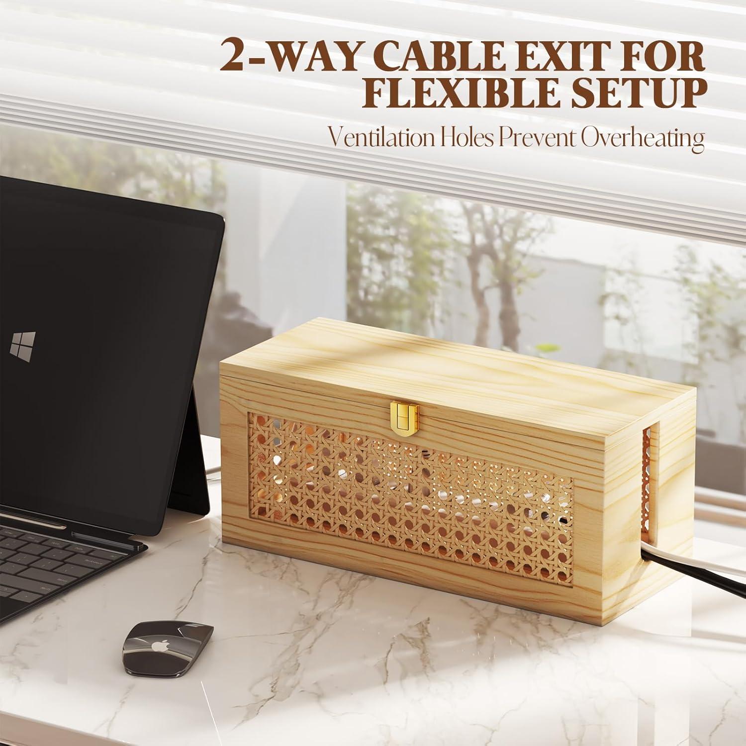 Caja Organizadora de Cables Litwaro Natural 31.75x12.95 cm