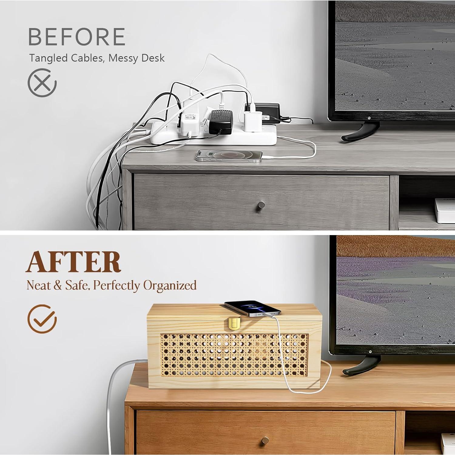 Caja Organizadora de Cables Litwaro Natural 31.75x12.95 cm