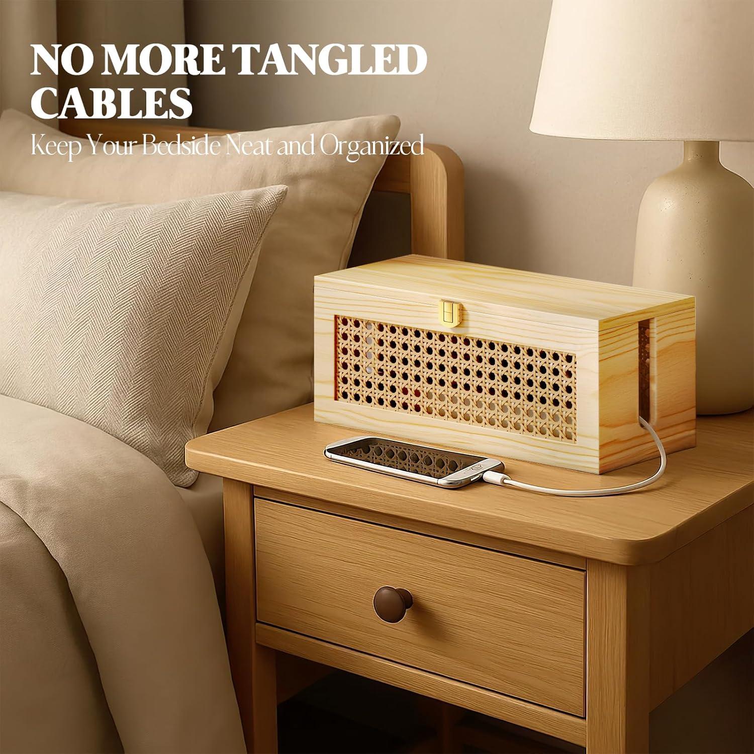 Caja Organizadora de Cables Litwaro Natural 31.75x12.95 cm