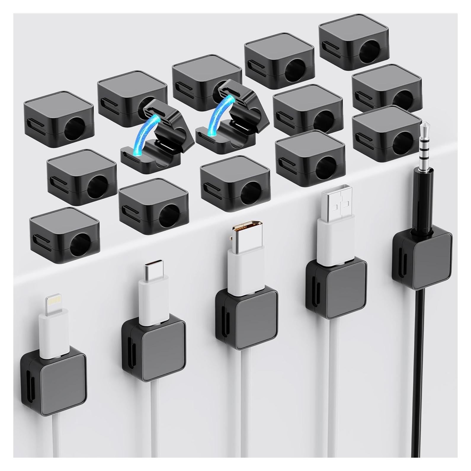 20 Organizadores de Cables Magnéticos Lakeronelove - Adhesivo Fuerte
