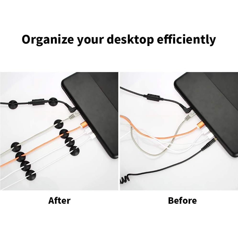 Organizador de Cables Attom Tech 36 Clips Adhesivos Negro