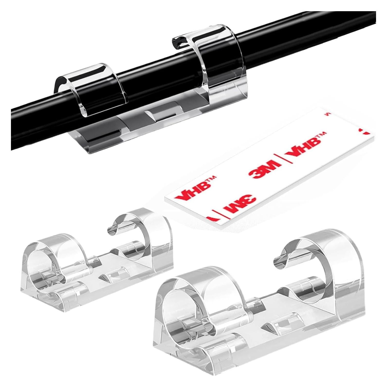 80 Clips Adhesivos para Cables JinRui-T, 40 Pequeños y 40 Grandes