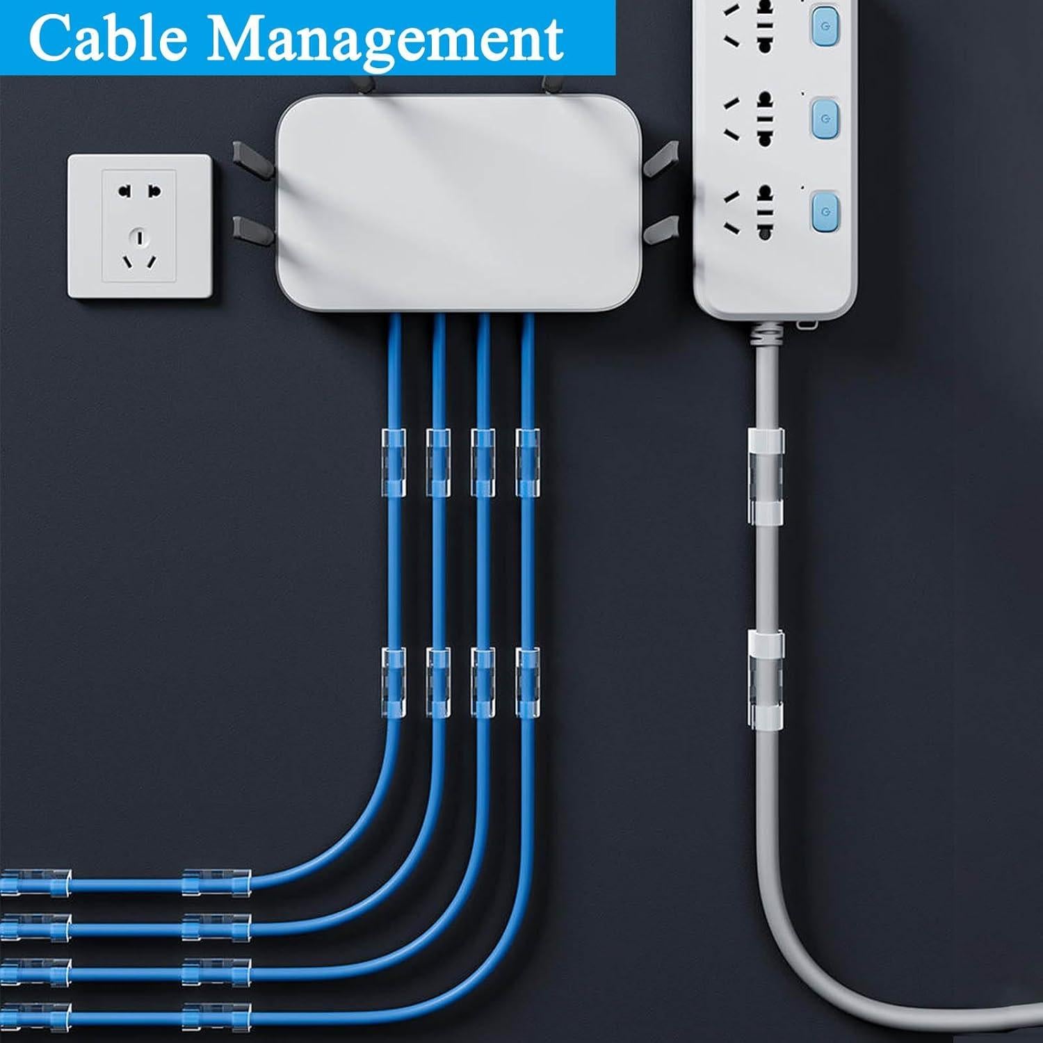 80 Clips Adhesivos para Cables JinRui-T, 40 Pequeños y 40 Grandes
