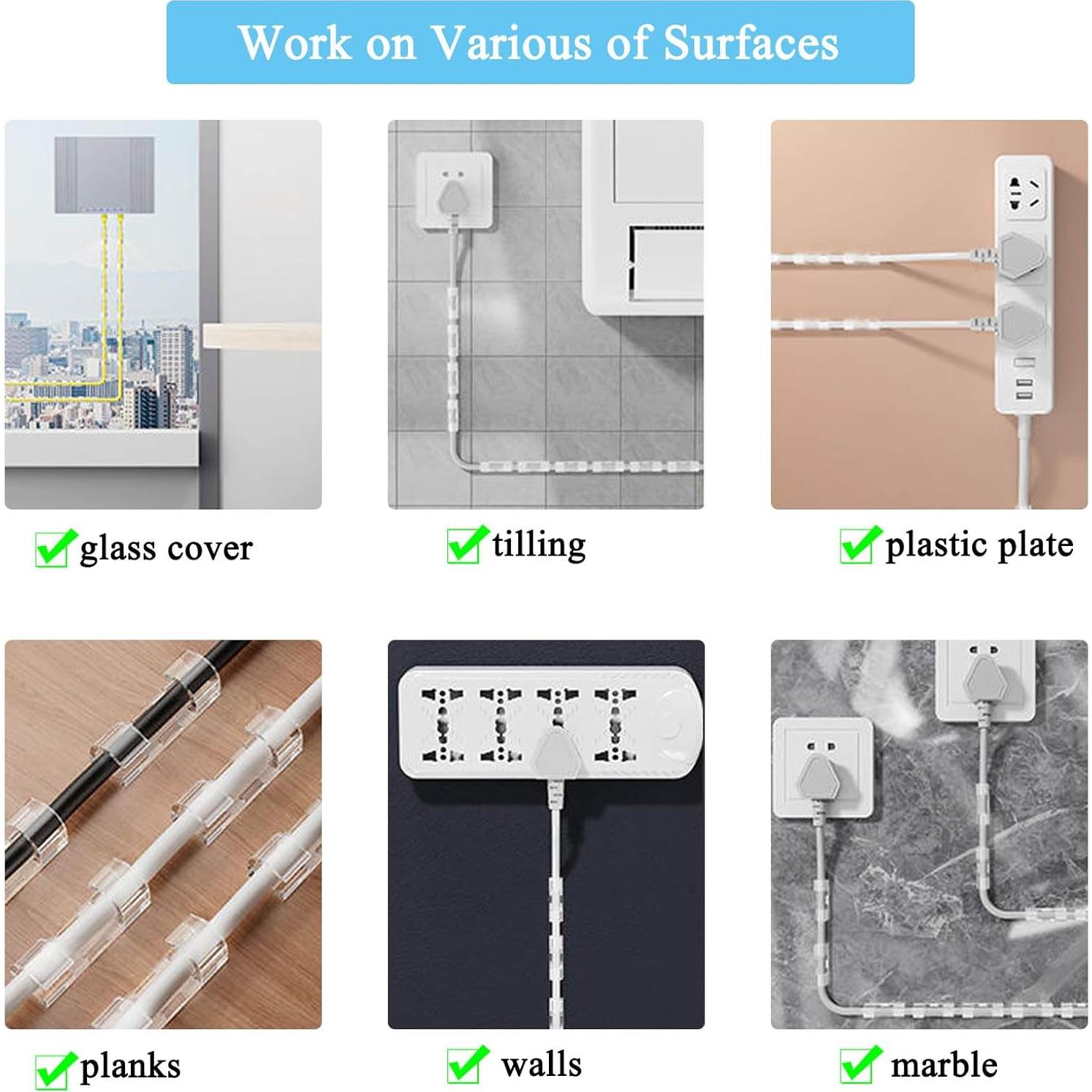 80 Clips Adhesivos para Cables JinRui-T, 40 Pequeños y 40 Grandes