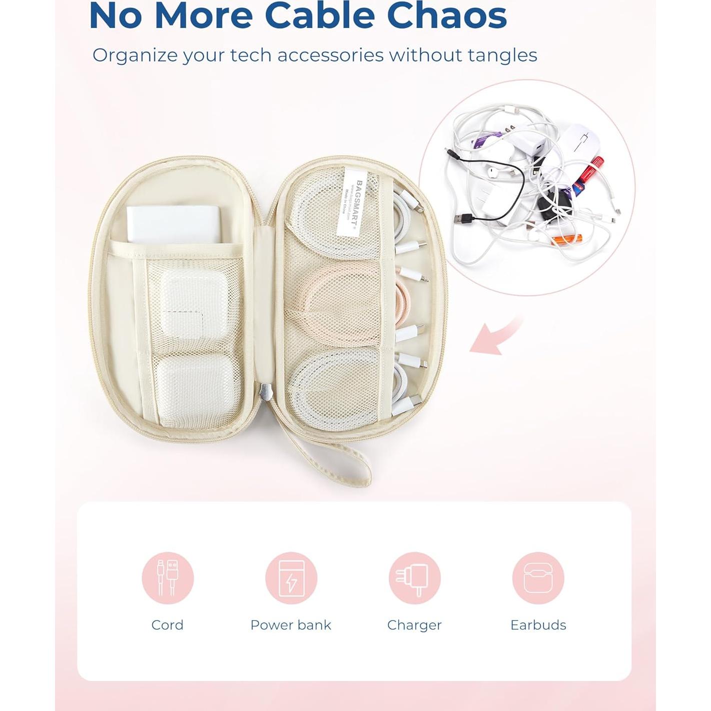 Organizador de Cables de Viaje BAGSMART Beige 21.2x12.7cm