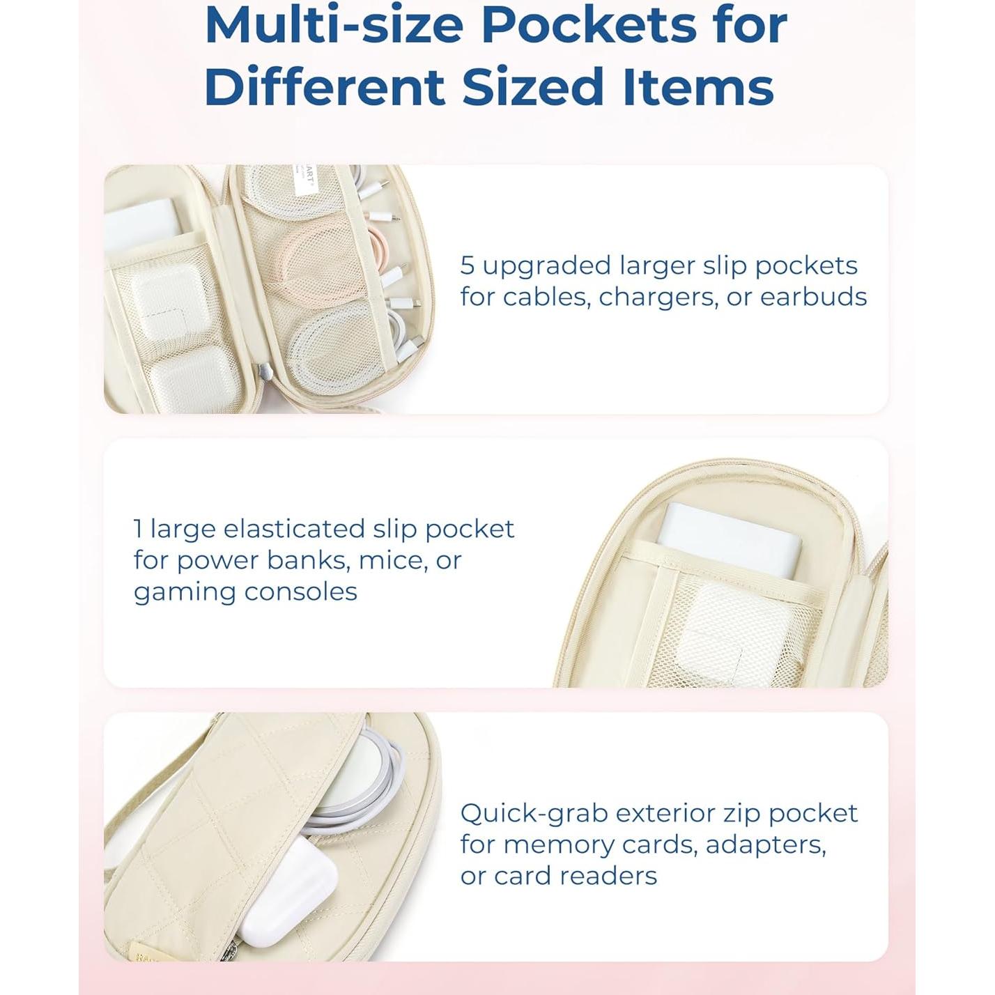 Organizador de Cables de Viaje BAGSMART Beige 21.2x12.7cm