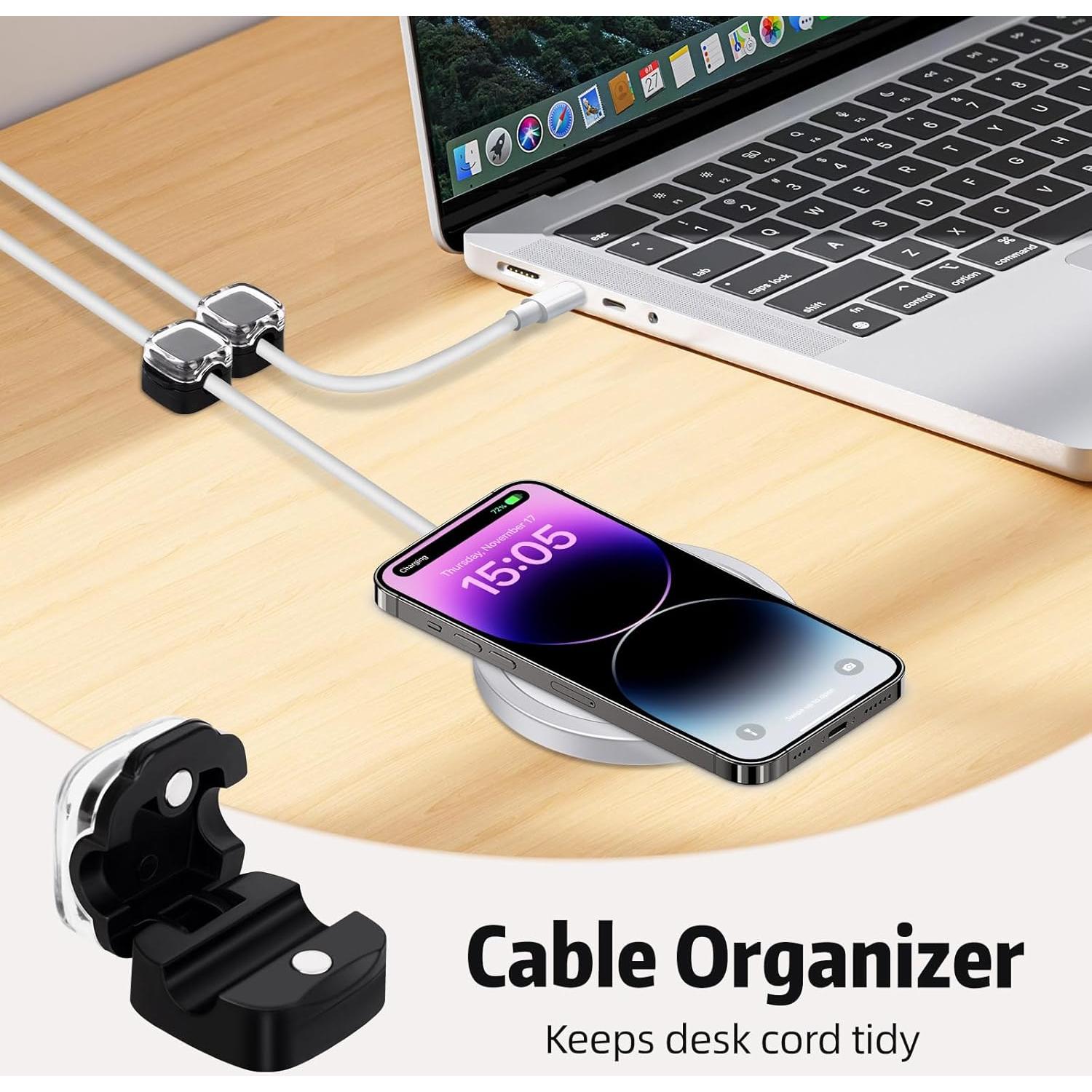 Clip Organizador de Cables Adhesivo Mawfozin - Paquete de 6