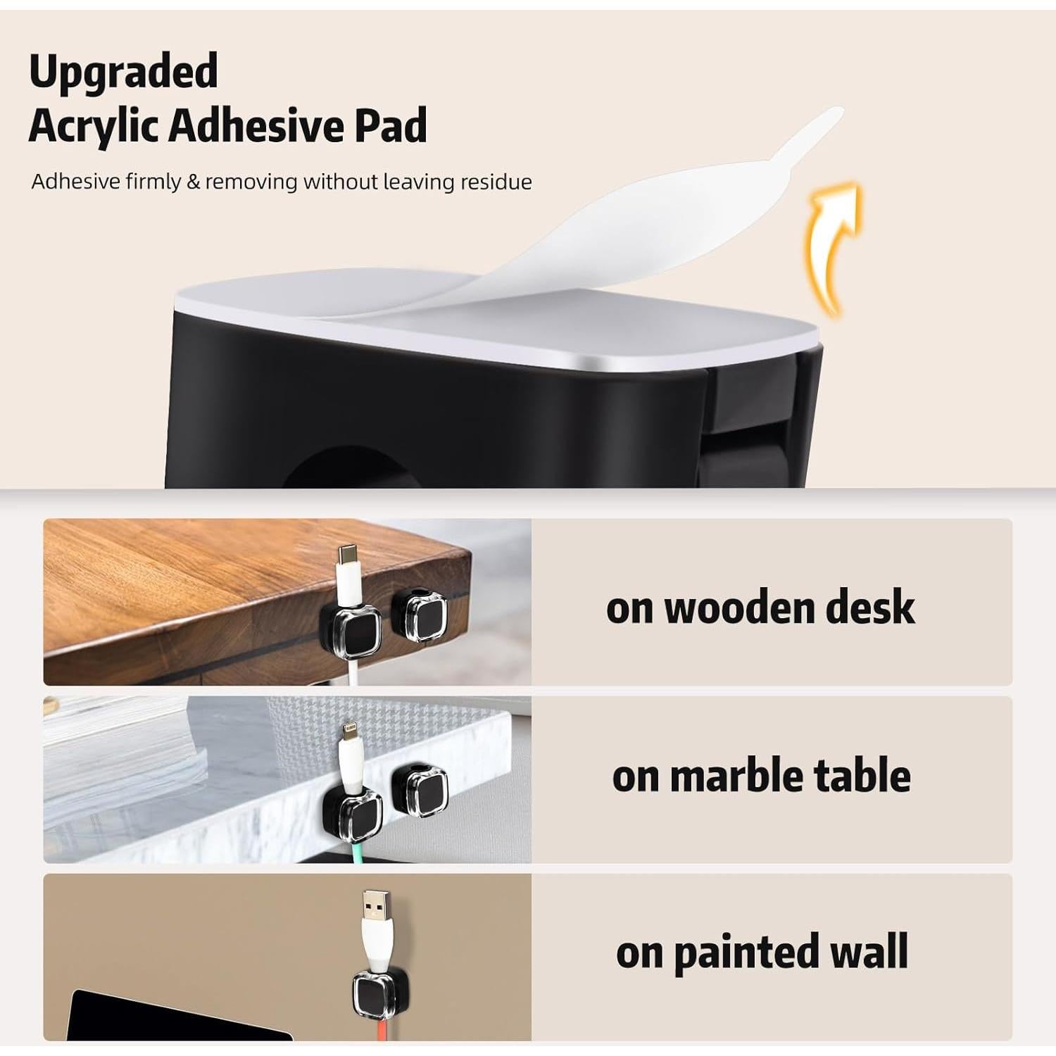 Clip Organizador de Cables Adhesivo Mawfozin - Paquete de 6