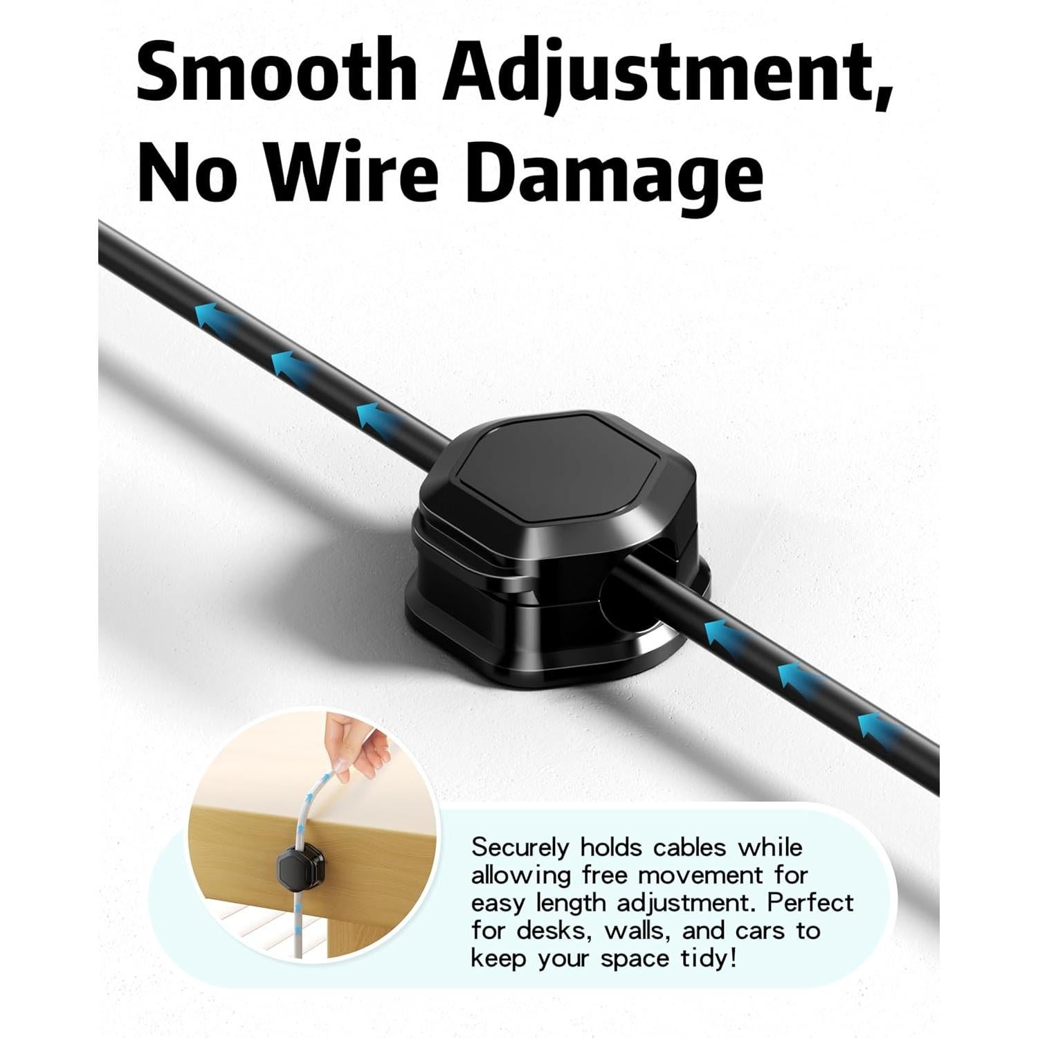 6 Clips Magnéticos para Cables Cuworlis - Organizador Negro