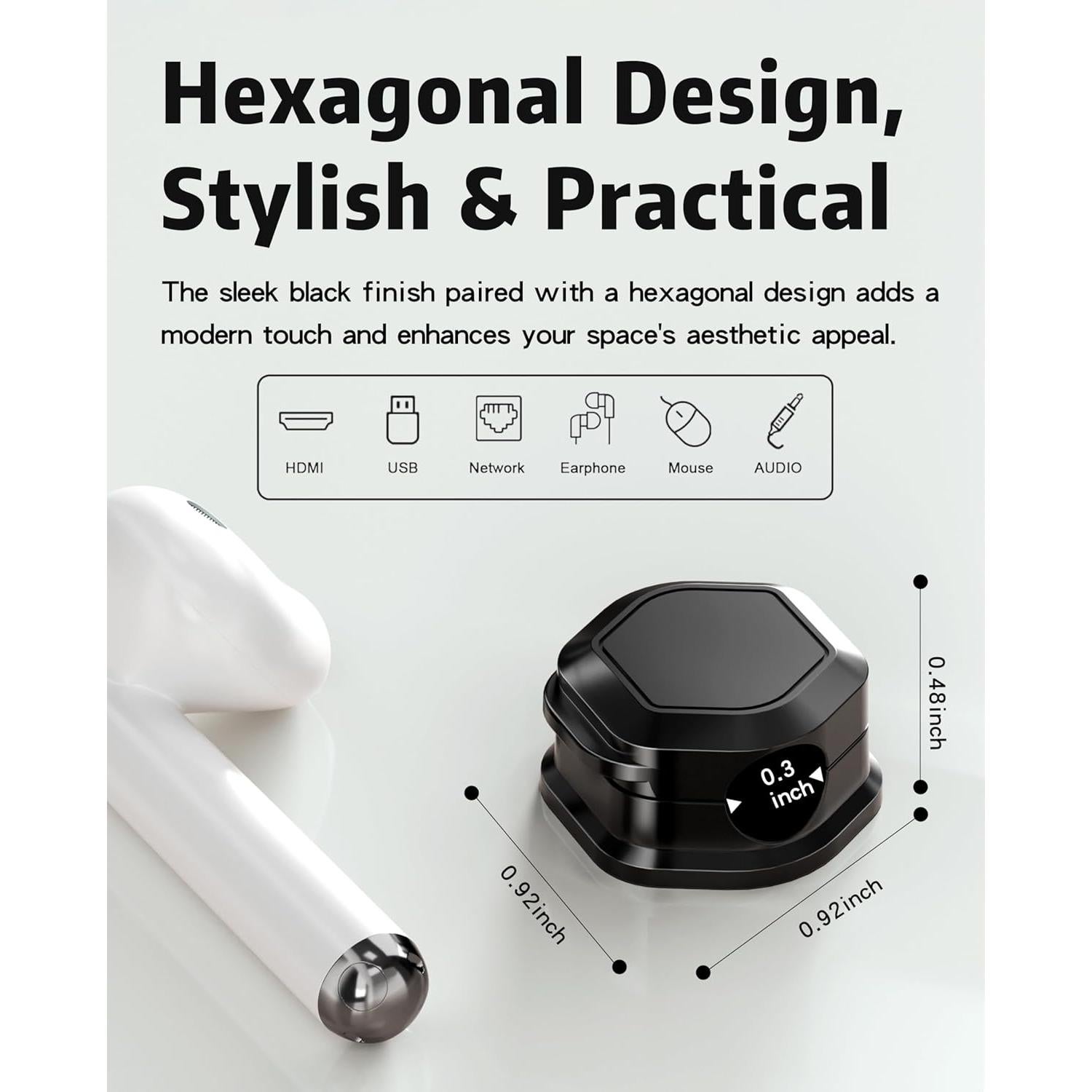 6 Clips Magnéticos para Cables Cuworlis - Organizador Negro