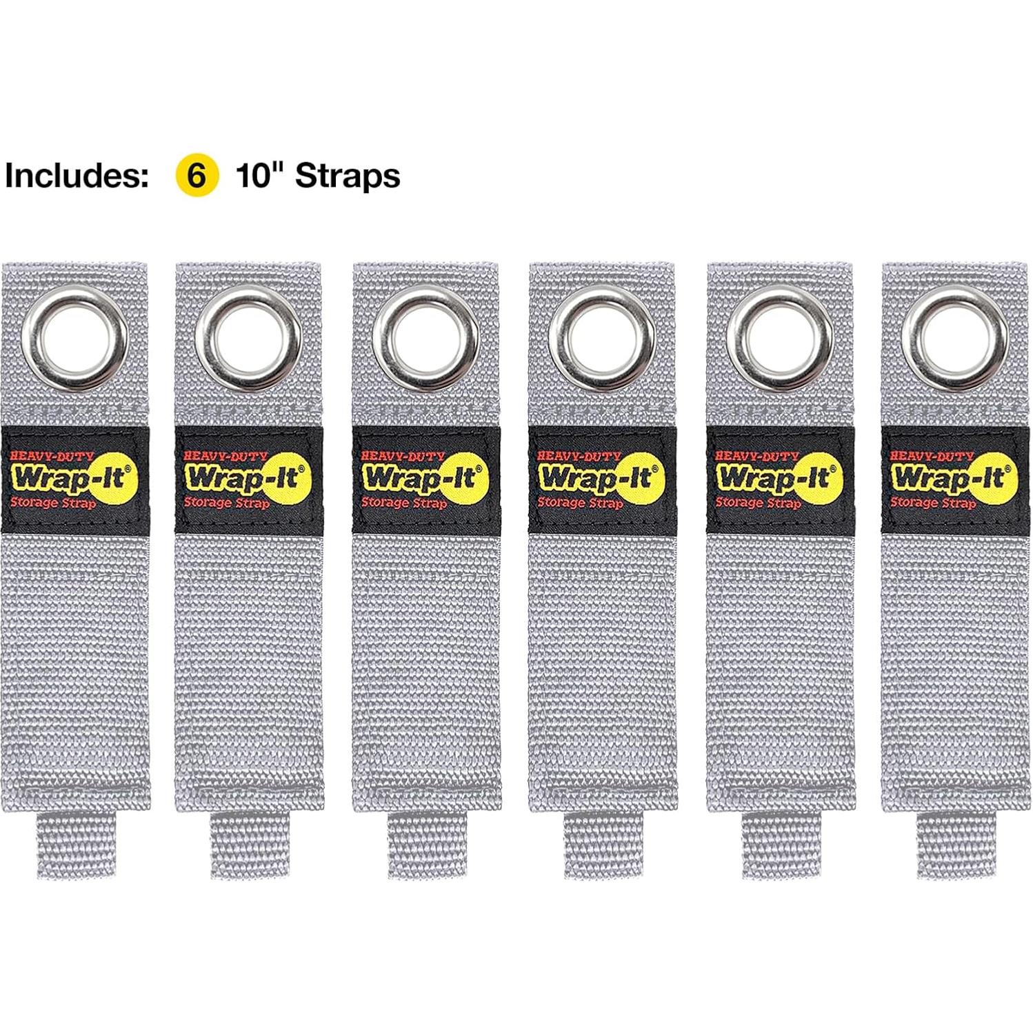 Correas de Almacenamiento Wrap-It 10" Plata - 6-Pack Resistentes