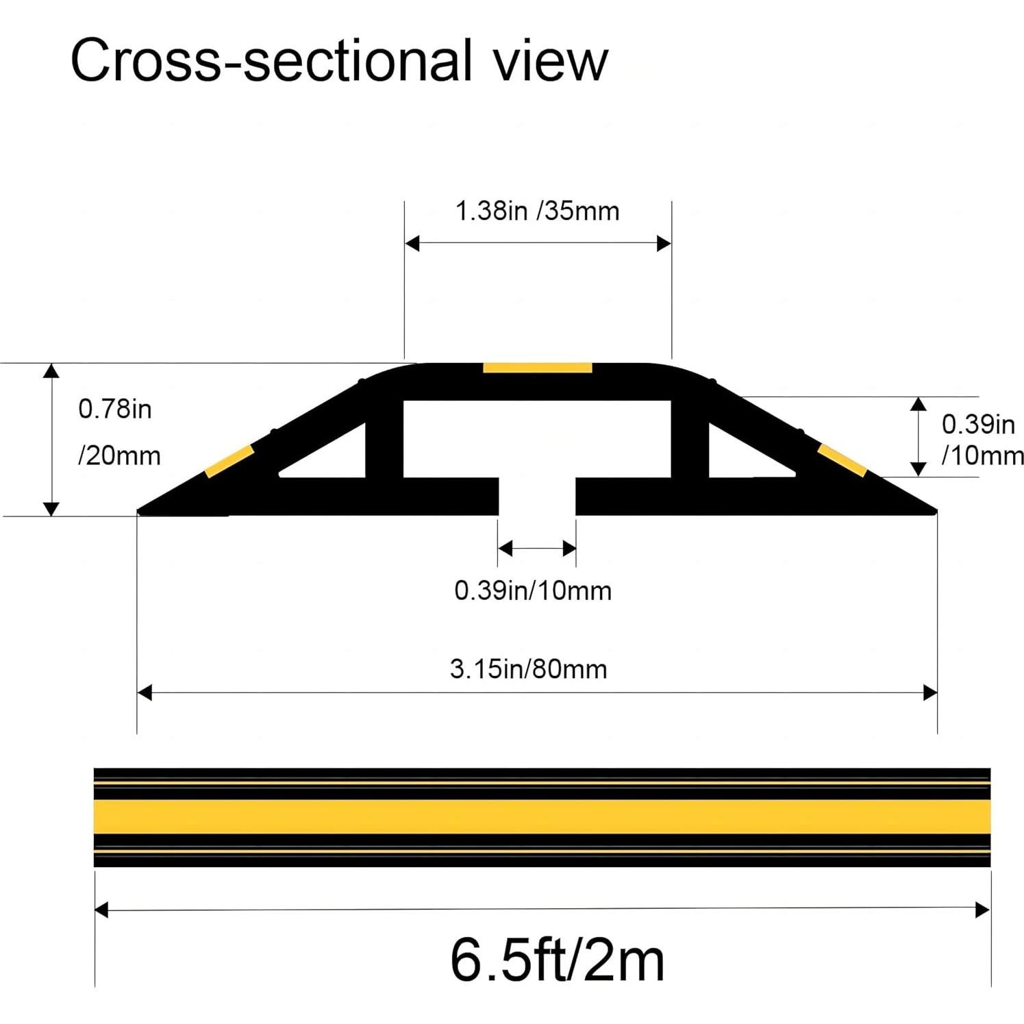 Cubierta de Cable Protector Eapele 1.98m PVC Amarillo y Negro
