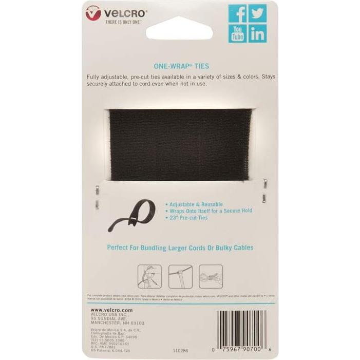 Ataduras Reutilizables VELCRO ONE-WRAP 58.4x2.2cm 3 Pzas