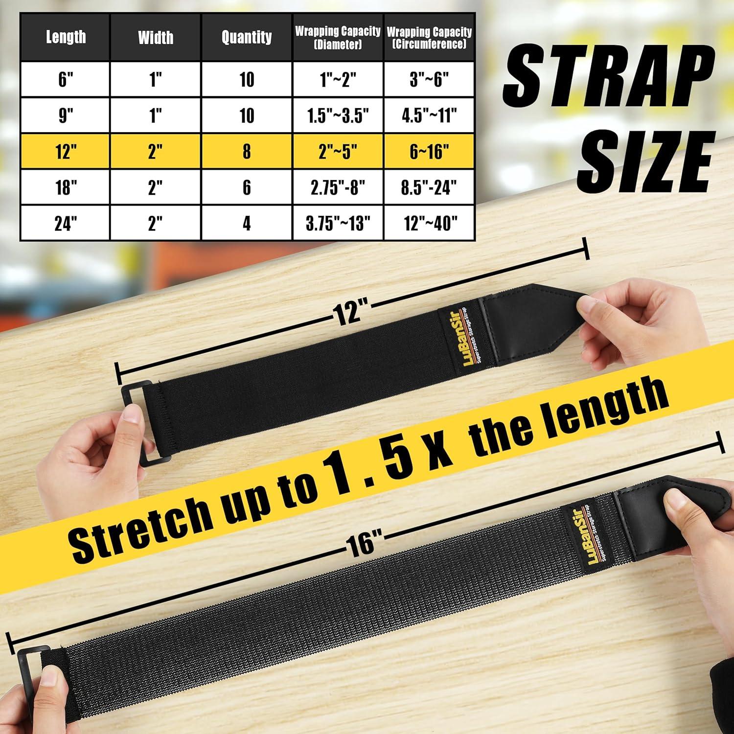 Correas Elásticas de Cinch LuBanSir 30.48cm 8 Pack para Almacenamiento