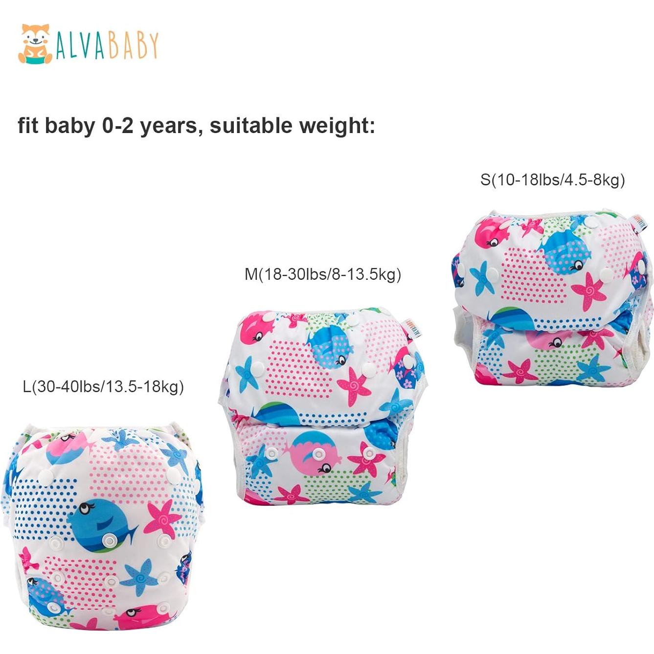 Pañales de Natación Reutilizables ALVABABY 2 Pcs Pequeño
