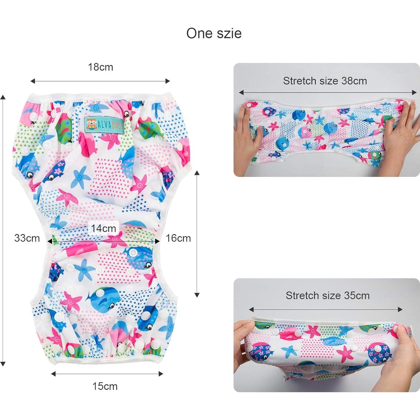 Pañales de Natación Reutilizables ALVABABY 2 Pcs Pequeño