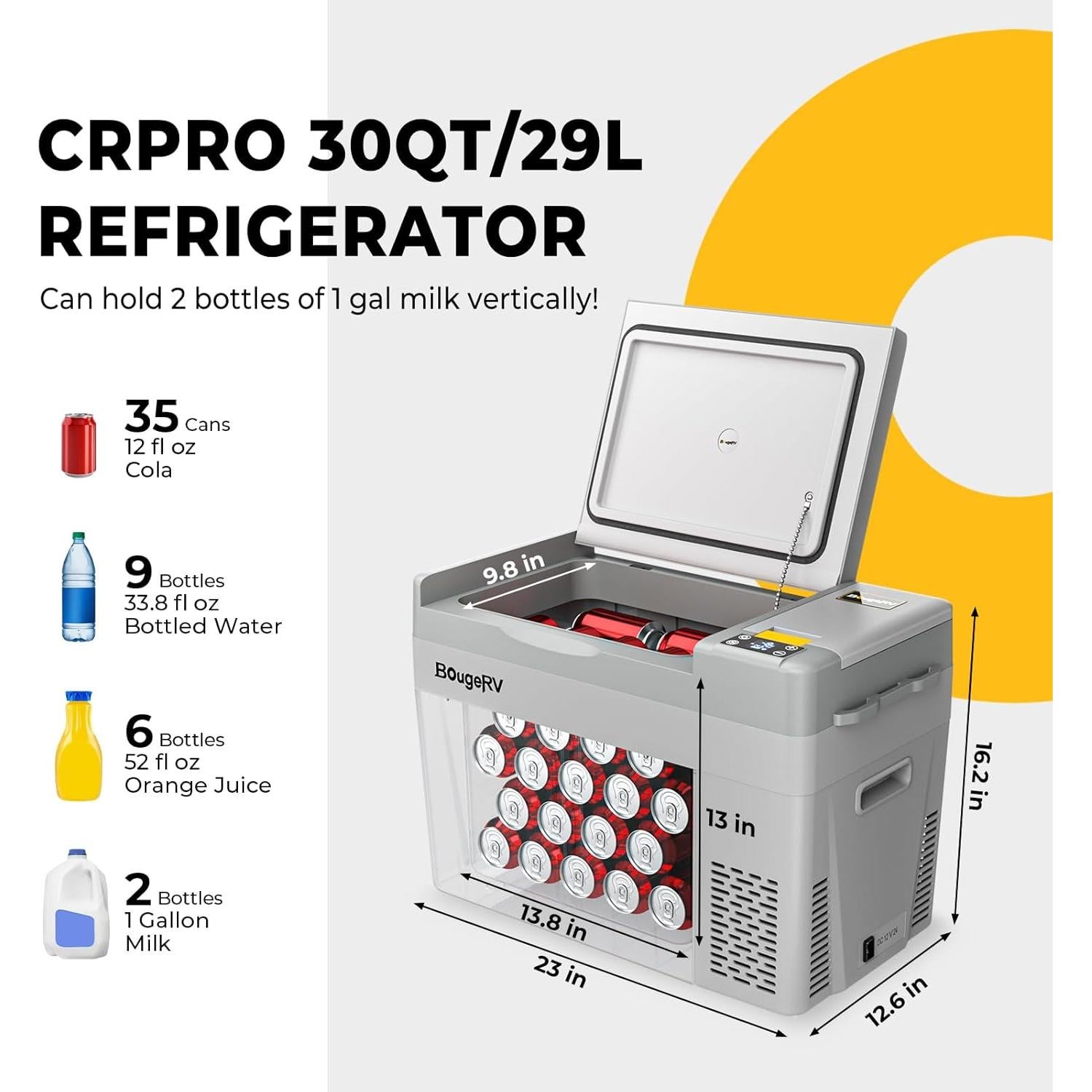 Refrigerador Portátil BougeRV CRPRO 30L 12V Compresor