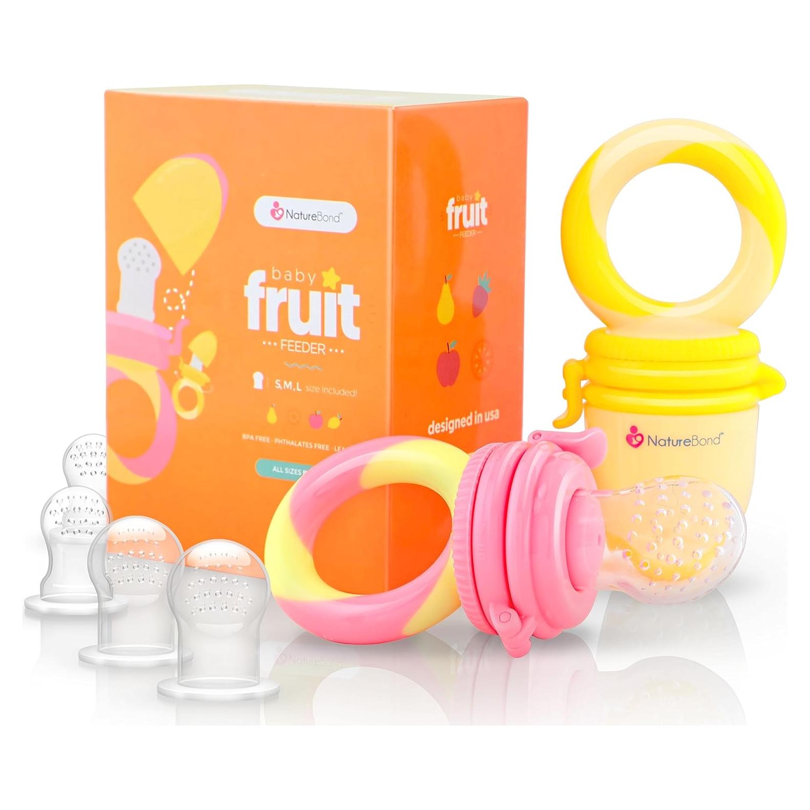 NatureBond Alimentador de Frutas para Bebés 2 Pcs + 4 Tetinas