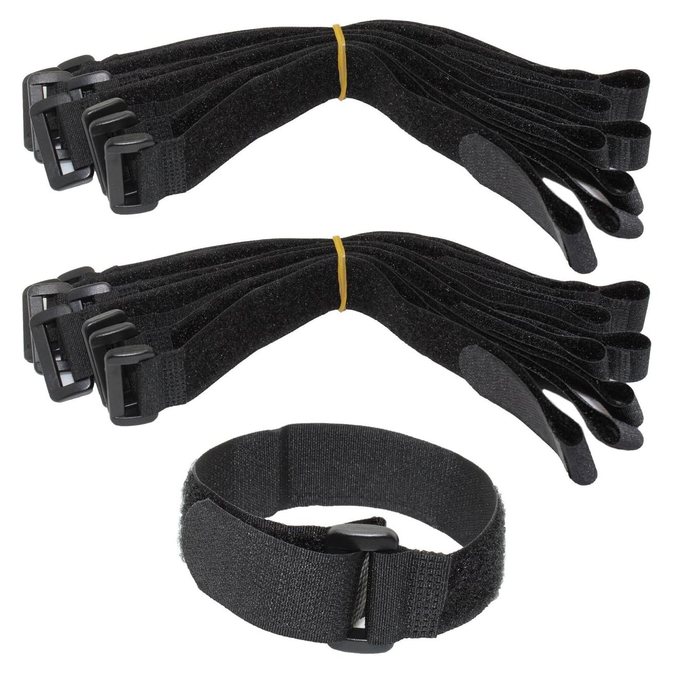 Correas de Gancho y Bucle LJY 16 Piezas 30 cm Negro