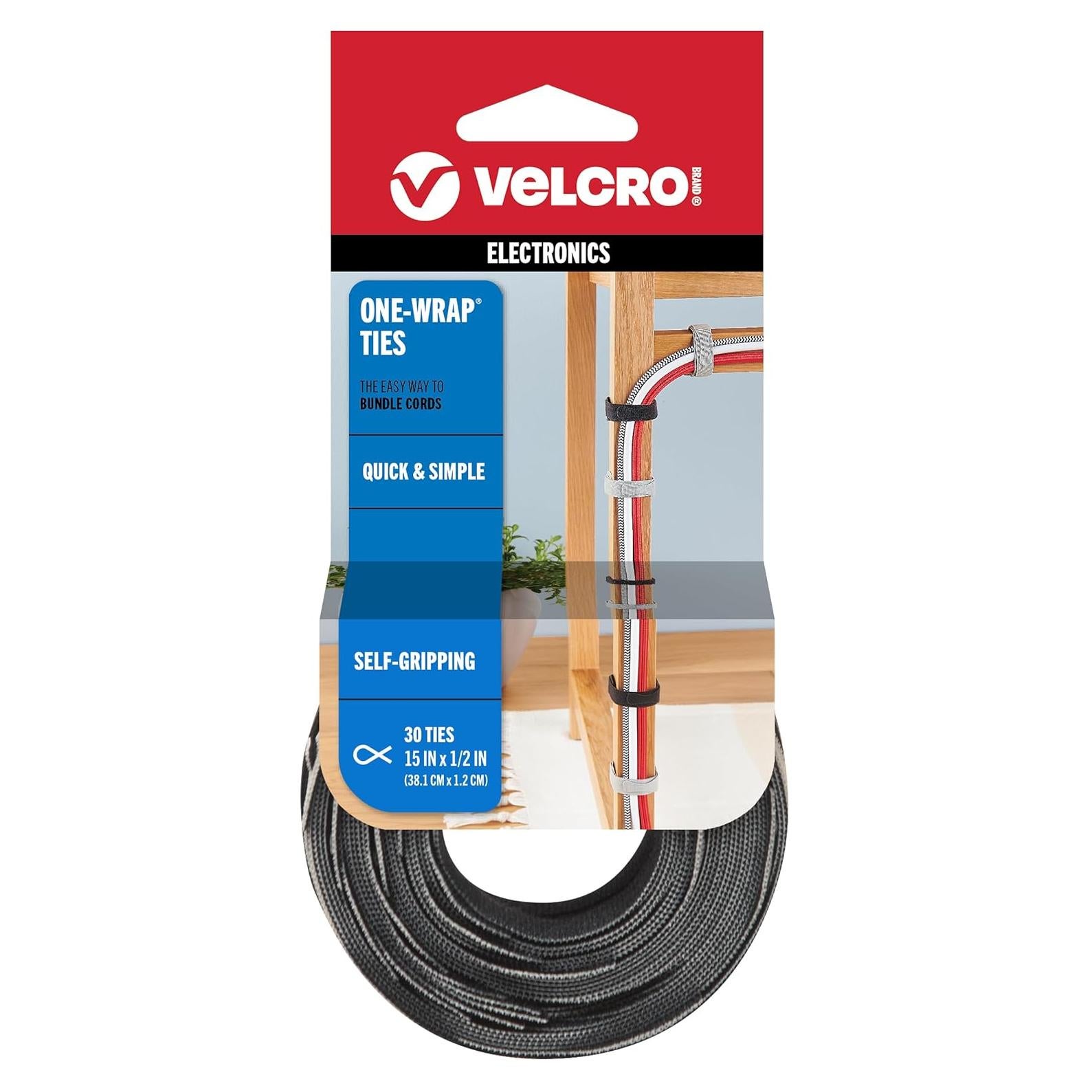 Correas Reutilizables VELCRO 38.1cm x 1.27cm - Paquete de 30