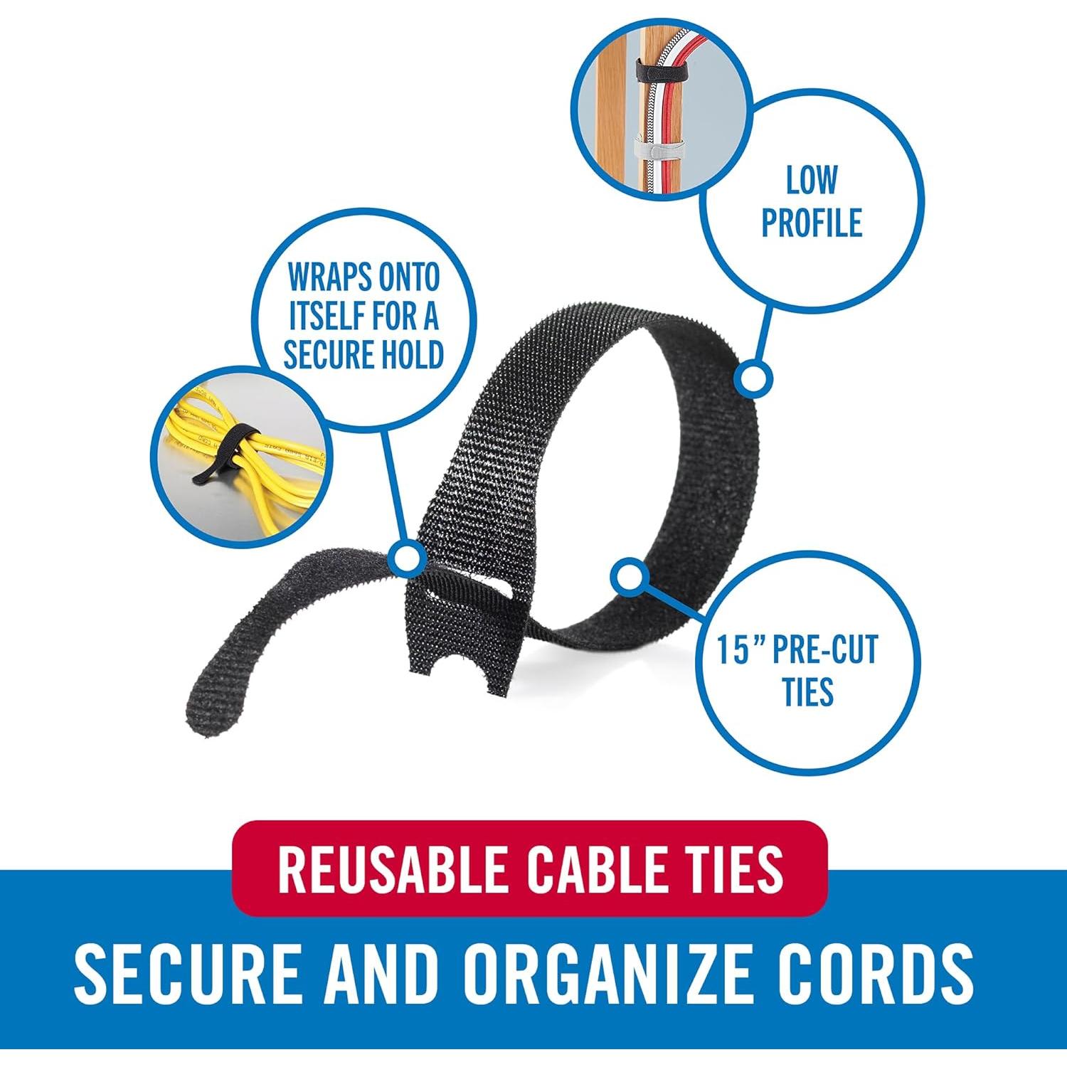 Correas Reutilizables VELCRO 38.1cm x 1.27cm - Paquete de 30