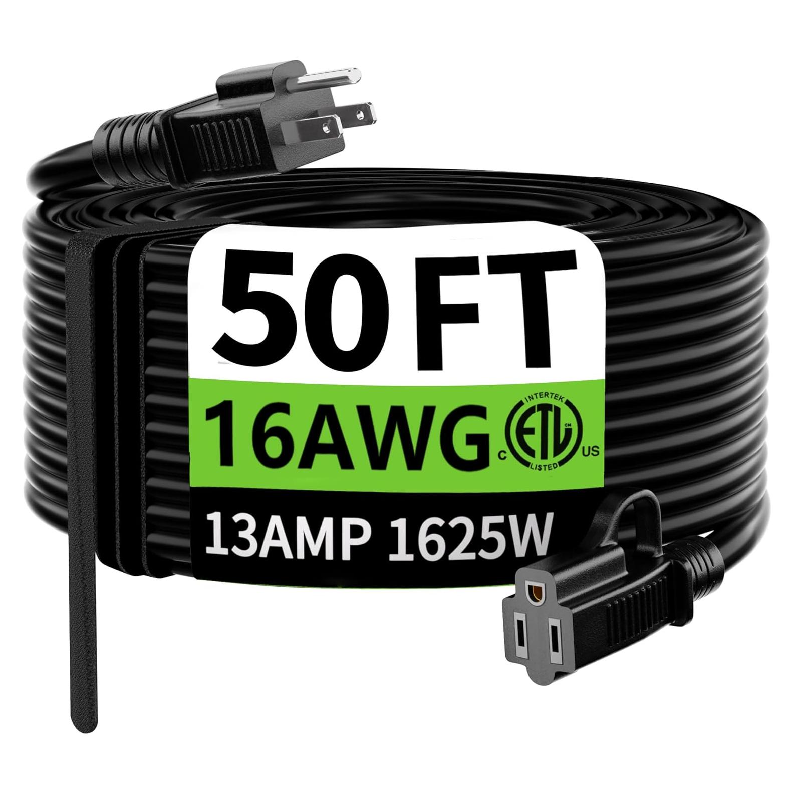 Cable de Extensión HUANCHAIN 15 m Negro Impermeable 16AWG