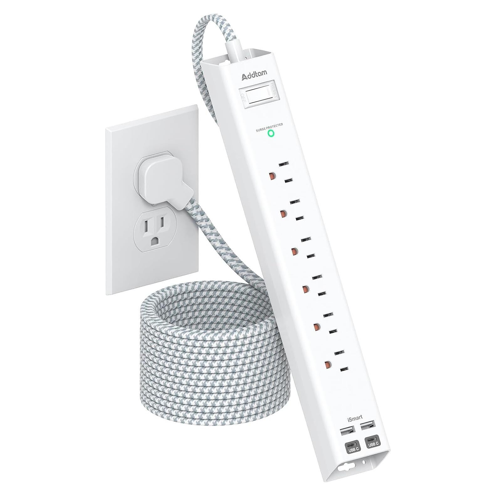 Tira de Alimentación 3 m Addtam con 6 Salidas y 4 USB