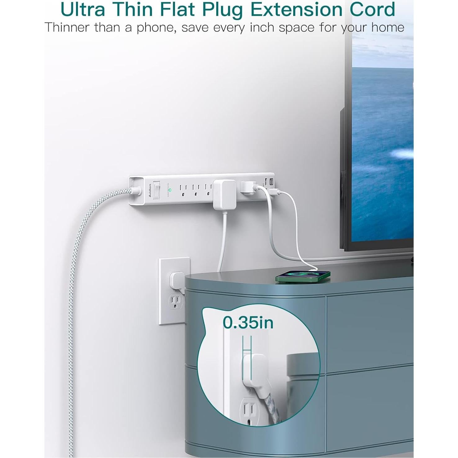 Tira de Alimentación 3 m Addtam con 6 Salidas y 4 USB