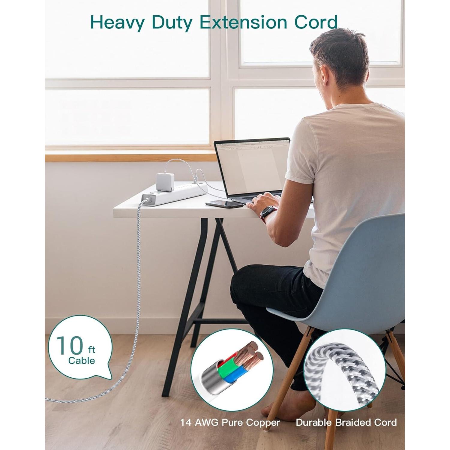 Tira de Alimentación 3 m Addtam con 6 Salidas y 4 USB