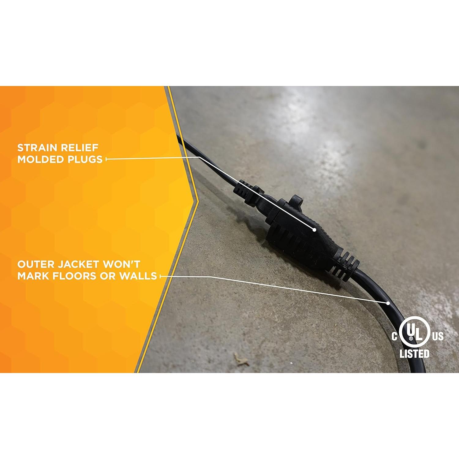 Cable de Extensión Woods 4.57m Negro 16/3 SJTW para Exterior